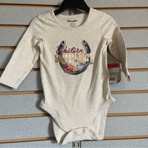 NWTS Wrangler Infant Long Sleeve One Piece Bodysuit 12 Months Western Sweetheart - Picture 1 of 4